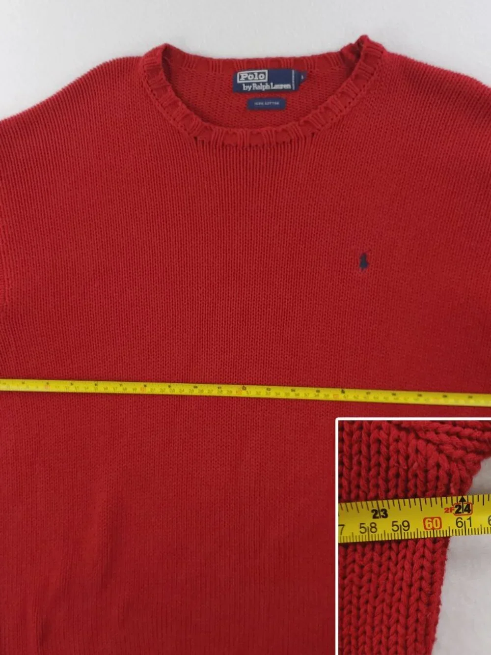 Polo Ralph Lauren Vintage Sweater Pony Knit 100% Cotton Red Men's Large